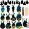 36 Stück Ostern Kratzbilder, Kratzpapier Bastelset, Kaninchen Hase Karotte Osterei Rainbow Magic Scratch Painting mit Holzstab und Band für Kinder Osterdekorationen