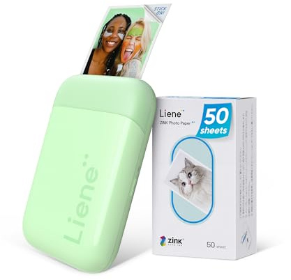 Liene Pearl K100 Photo Printer, 2x3” Mini Portable Instant Phone Printer 50 Zink Adhesive Paper, Bluetooth 5.2 Compatible w/iOS & Android, Small Color Picture Printer for iPhone Smartphone Green