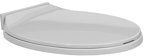 WIFESE Abatant WC à Fermeture en Douceur Gris Clair Ovale 46x34 cm Siège de Toilette Facile à Nettoyer Lunette de Toilette Cuvette Toilette Planche WC pour Maison Restaurant Magasin Hôtel