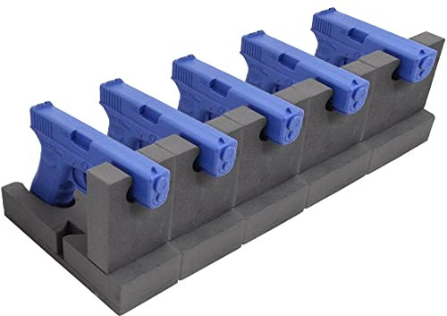 SafeHero 5er-Set Waffenhalter für Kurzwaffen | Modular & mit Klebefläche | schonende Lagerung durch stabilen Schaumstoff | für Pistolen, Revolver, Airsoft, Luftpistolen UVM.