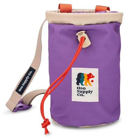 Oso Supply Co - Kreidebeutel für Klettern, Bouldern, Kreidebeutel mit Schnellverschluss, Reißverschlusstaschen und Tasche – perfekte Ausrüstung für Indoor/Outdoor Klettern (Lavendel)