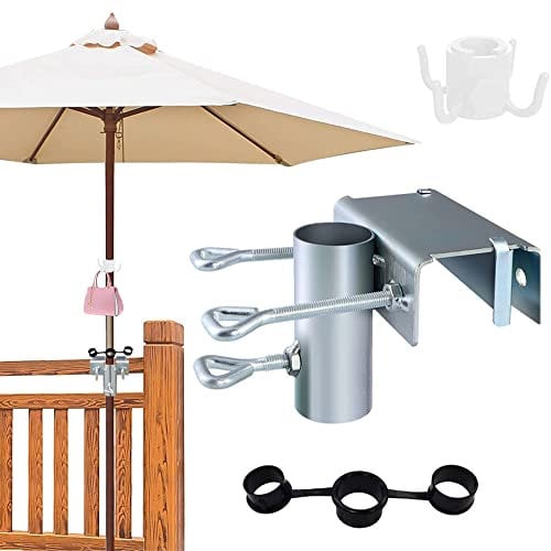 Anyingkai Abrazadera para Sombrilla,Soporte Sombrilla para Barandilla,Soporte de Sombrilla para Balcones,Abrazadera para Sombrilla De Playa,Soporte Parasol Balcon (B)