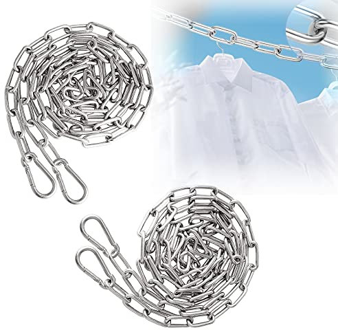 PnxdeobXL 2 Stück Stahlkette, Gliederkette, Edelstahlkette, Edelstahl Kette, Kette 304 Edelstahl Metall Ketten, Kette Mit 4 Federverschlüssen, Verwendbar als Kleiderkette, Haustierkette