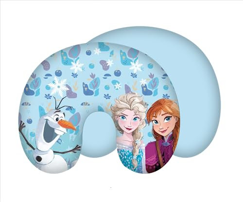 Disney Frozen Reisekissen, Nackenkissen, Anna, ELSA und Olaf mit Schneeflocken, Zauber, Magie 28 x 33 cm, 100% Polyester