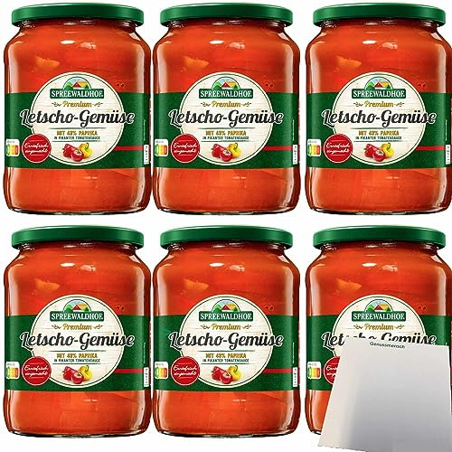 Spreewaldhof Premium Letscho-Gemüse ungarischer Art 6er Pack (6x720ml Glas) + usy Block