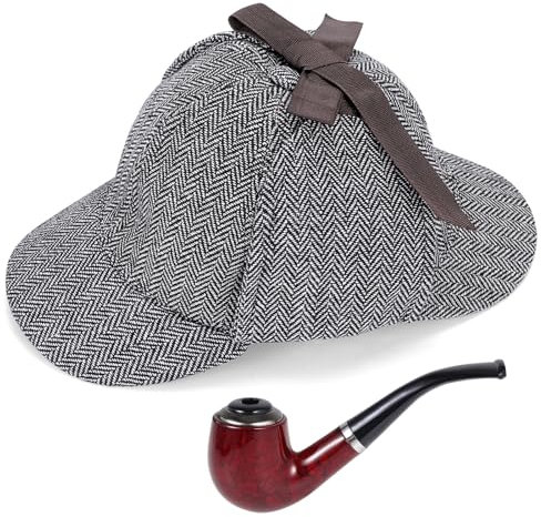 Hifot 2 STK Detektiv Kostüm Zubehör Set Sherlock Holmes Kostüm 20er Jahre Detektiv Kostüm Kinder Jungen Detektiv Kostüm Damen Detektiv Kostüm Herren Detektiv Rollenspiel Kostümzubehör Einheitsgröße
