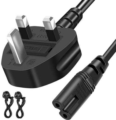 C7 2 Pin Mains Power Lead Fig Figure 8 Cable Compatible with PS4 PS5 Xbox Samsung Toshiba Panasonic JVC Philips LG Sharp Sony TV Canon Pixma HP Printer Asus Toshiba Laptop Charger UK Wall Cord