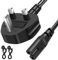 C7 2 Pin Mains Power Lead Fig Figure 8 Cable Compatible with PS4 PS5 Xbox Samsung Toshiba Panasonic JVC Philips LG Sharp Sony TV Canon Pixma HP Printer Asus Toshiba Laptop Charger UK Wall Cord