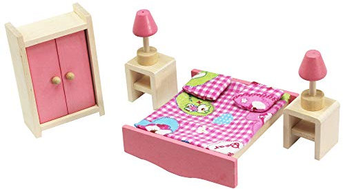 XIAONAN Entzückende hölzerne Puppenhausmöbel Kinderzimmer-Set Puppenhausmöbel Set Miniatur Möbel Zubehör Puppenhausmöbel Holz (Küche) (Schlafzimmer)