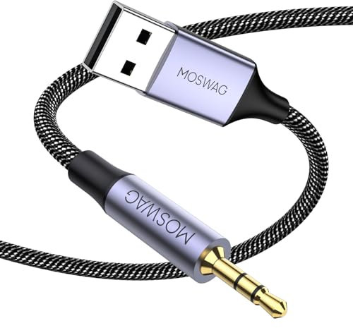 MOSWAG Câble Audio USB mâle 2,5 mm Compatible avec Les écouteurs Bluetooth Bose 700 quietcomfort qc55 qc35ii qc35 qc25, JBl e45bt e55bt e65btnc