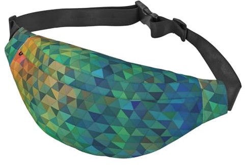 YoupO Bauchtasche mit Regenbogen-Dreieck-Druck, für Damen und Herren, wasserdicht, mit 3 Reißverschlusstaschen, Bauchtasche für Laufen, Reisen, Schwarz , Einheitsgröße