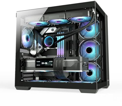 GAMEPOWER Warcry Prism Mid-Tower Airflow Panoramic PC Case, Glass Panels, Cable Management, Airflow Panels, Includes 1 x 120mm Fans, Black