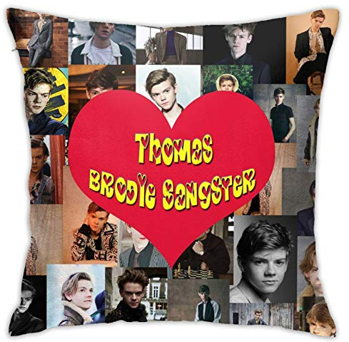 Amkong Thomas Kissenbezug, unsichtbarer Reißverschluss, bedruckt, Brodie-Sangster-Kissenbezug, 45,7 cm, 45,7 cm