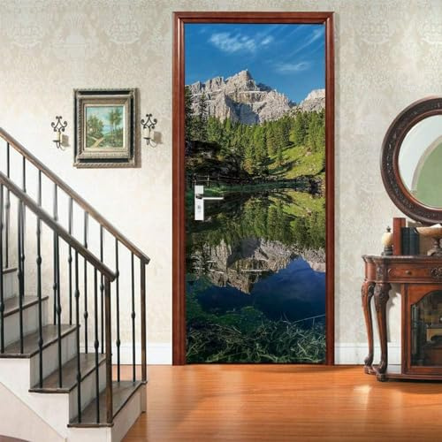 3D Verschönern Türaufkleber Tür Tapete - Berge, Fluss, Natur, Landschaft 90 X 200 Cm Türtapete Selbstklebend Türposter - Fototapete Türfolie Poster Tapete Meer Aufkleber Diy Selbstklebende -9J8P+E2J8