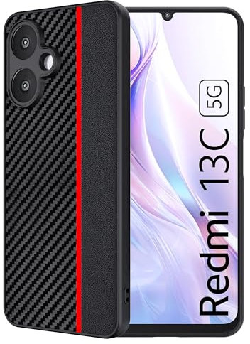 FDHYFGDY Coque pour Xiaomi Redmi 13C 5G Case,[Protection de l'appareil Photo],[Anti-Rayures et Antichoc] [Fibre de Carbone] Xiaomi Redmi 13C 5G Coque de Protection