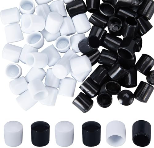 CREATCABIN 70Pcs Door Stoppers Bumper Tips Door Stop Rubber Tips Replacement Silicone Door Stop Caps Tips Bumpers Spring Hinge End Caps for Door Wall Floor Protection White Black 13x11mm