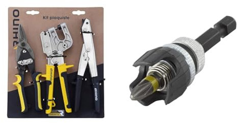 RHINO - Lot de 3 outils, Kit 3 pièces - Cisaille/Grignoteuse/Pince à sertir & wolfcraft 4055000 - Adaptateur de Vissage à Profondeur Limitée - Pour Plaques de Plâtre