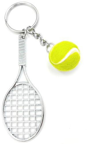 Porte - clés de tennis, cadeau pour hommes et femmes - Porte - clés avec mini raquette de tennis et balle de tennis, pour amateurs de sport, pendentif de décoration de tennis pour amateurs de tennis