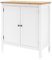 KHG Kommode 2-türig mit Einlegeboden Landhaus, Sideboard aus Holzwerkstoff weiß foliert, Deckplatte Holzoptik Asteiche foliert, Silberne Metall-Griffe, 80 x 90 x 40 cm (B/H/T)