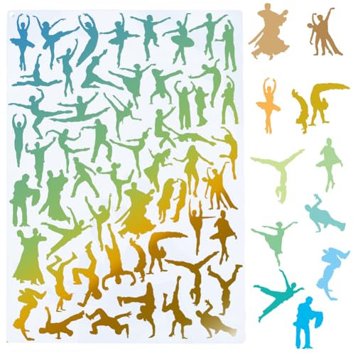 GORGECRAFT Tänzer Schablone Balletttanz Malschablonen Kunststoff PET Wiederverwendbar Ballerinas Tänzer Sport Zeichenvorlagen Zum Malen Auf Holz Wandalbum DIY Kunst Basteln Dekor Scrapbook 21x29.7cm