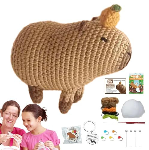 Capibara Häkelset - Häkelset für Anfänger für Kinder und Erwachsene | Lernen Sie häkeln | Enthält alle Strickzubehör, um Ihr eigenes süßes Carpincho-Plüschtier herzustellen