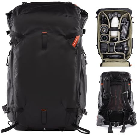 PGYTECH OnePro Focux Backpack 35L, Fits DSLR/SLR/Mirrorless Cameras/Lenses and Other Gear, Lightweight Outdoor Hiking Bag for Photography, Travel Bag with Laptop Compartment, Black