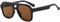 Long Keeper Retro Pilot Sonnenbrille Herren Damen 70er Vintage Sonnenbrille Pilotenbrille Eckig Klassisch Piloten Gelb Getönte Brille mit UV400 Schutz, 50MM (Schwarz Rahmen - Braun Linse)