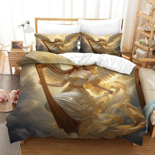 VUDBELAFC Engel Bettbezug Set Bettwäsche Set Kinderbettwäsche-Set Reißverschluss Mit Kissenbezügen Betten Set Für Jugendliche Kinder Schlafzimmer Single（140x200cm）