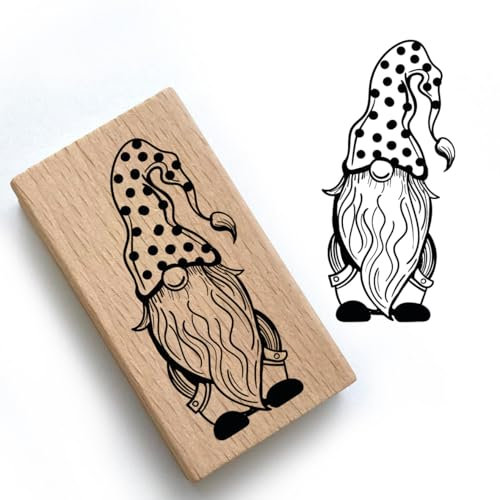 Weihnachtsstempel - Wichtel - Motivstempel aus Holz & Gummi zum Karten basteln, Weihnachten Stempel, Adventskalender (Wichtel 2)