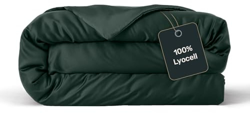 twenty:three Lyocell Deckenbezug 200x200 Forest Green - 100% Tencel - Gewonnen aus Eukalyptus - Hochwertig - Nachhaltig - Atmungsaktiv - Luxus - Hypoallergen