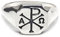 Echtes Sterling Silber herren Ring Chi Rho Alpha Omega massiv punziert 925