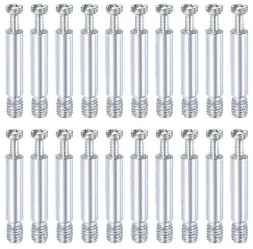 sourcing map 45Pcs 40mm Furniture Connecting Fittings, Silver | Thread Bolts Dowels Screws, Metal Dowel Fitting Fasteners for Cabinet Drawer and Wardrobe Furniture