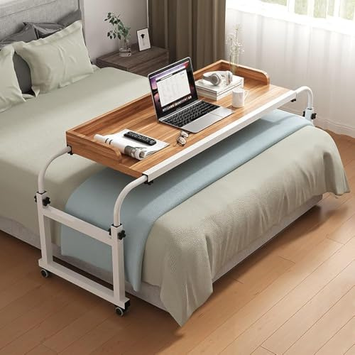 Über-Betttisch Auf 4 Rollen.Rollender Computertisch über Dem Bett Pflegetisch Für Das Heimbür Überbetttisch Mit Rollen(Color:Holz)