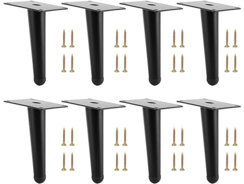 FAAING 8er Set 15cm Schräge Möbelfüße Schwarz, Kegel Möbelbeine Möbelfüsse mit Schrauben, Metall Tischbeine Schrankfüße Couch Füße für Möbel Sofa Tisch Stuhl DIY Schrank