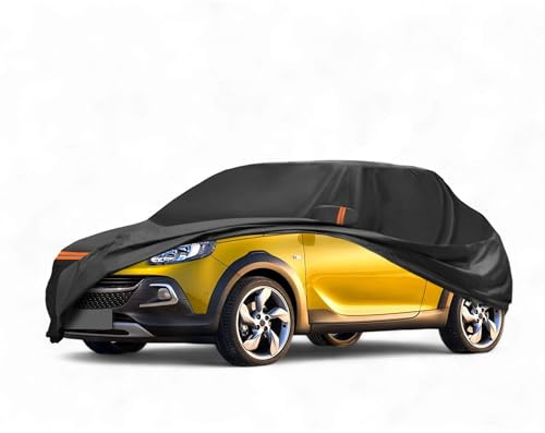 A ABSOPRO Autoabdeckung Für Opel Adam 2012-2019 1Stk Wasserdicht Winddicht | Farbe Schwarz, Material PEVA, Spunlace Baumwolle, Outdoor, Alle Wetter, Mit Passagiertür Reißverschluss, Vollabdeckung