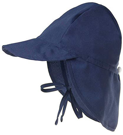 Durio Unisex Schirmmütze Kinder mit Nackenschutz Baby Sonnenhut UV SPF50+ mit Bindebänder Kleinkind Sommermütze Marineblau 2 Jahre-5 Jahre