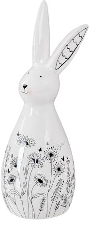 levandeo Deko Figur Hase H18cm Schwarz Weiß Tischdeko Frühling Blumenwiese Ostern Deko Osterdeko Dolomit
