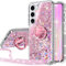 Silverback für iPhone X/XS Hülle, Mädchen Glitzern Handyhülle mit Ringständer, Cover Silikon Clear Schutzhülle für iPhone X/XS Case - Rosa