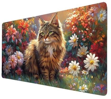 Alfombrilla Ratón xxl 800x300x3mm Alfombrilla RatóN Gaming Gris Mejorar la precisión y la velocidad, Protector Escritorio Impermeable y Antideslizante, Tapete Escritorio Gato para PC y Portátil 2677