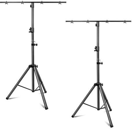 Bloazzup Soporte de luces de DJ, 2 unidades, soporte de DJ resistente, trípode portátil para escenario, altura ajustable de 35 a 65 pulgadas, barra en T de iluminación de DJ adecuada para escenarios