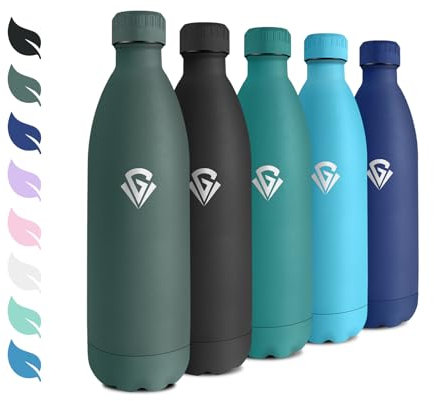 Botella Termica 1L, Cantimplora Acero Inoxidable, Termo Agua sin BPA Reutilizable, Botella Agua con Doble Pared, Garrafa Termica para Escuela, Oficina, Camping, Viajes, Niños, Adultos, Senderismo