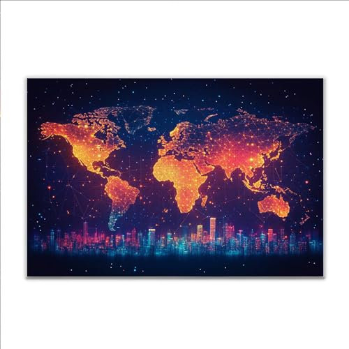 Puzzle Fantasie Weltkarte Klassische Puzzle 5000 Teile Erwachsene, Holzpuzzle Erwachsene Anspruchsvoll, 2025 Impossible Puzzel Kunst Lernspiel, Schwer Wooden Jigsaw Set Ostern Geschenk Wohnkultur Q-2