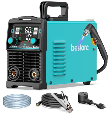 bestarc Plasmaschneider, [Rückblaspilotbogen] [Große LED] [Luftsensor] 60 A Nicht-HF bestarc Plasmaschneider-Maschine 110 V/220 V Dual-Spannung, 1,6 cm sauberer Schnitt, 1,2 cm maximaler Schnitt
