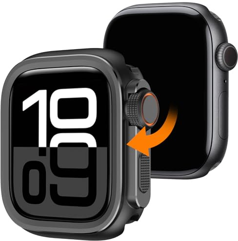 Dolstrap 2 in 1 Robustes Metall Schutzhülle Kompatibel mit Apple Watch Serie 11/10 46mm, Verwandelt 46 mm in Ultra 3/2/1 Nahtlos Bumper Hülle mit Uhrkrone + Rückseite für iWatch, Schwarz