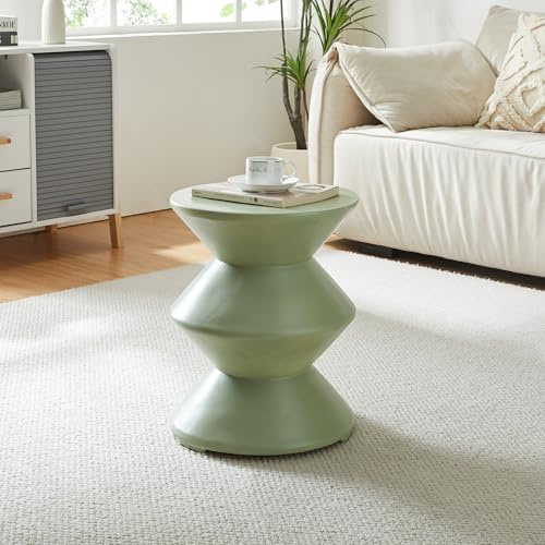 [en.casa] Beistelltisch Kyppeslo Outdoor Indoor Wohnzimmertisch 47 x Ø36,5 cm Nachttisch Gartentisch fertig montiert Balkontisch Sofatisch Leichtbeton Mintgrün