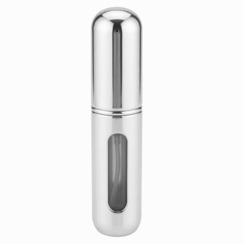 Fantasia Taschenzerstäuber, Silber-glänzend, Aluminium, 5ml, 80x15mm | Mit Füllautomatik, Mit Sichtfenster, Nachfüllbar
