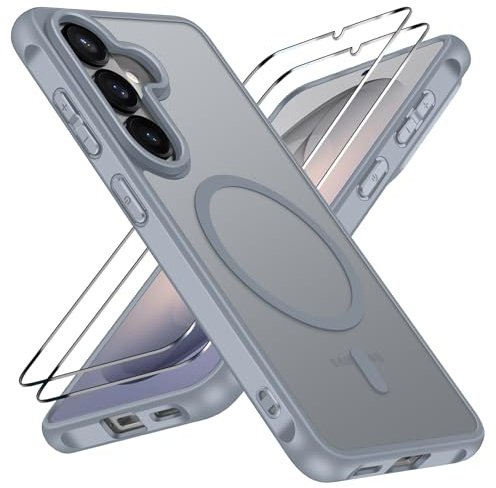 ivoler 3 in 1 Magnetisch Hülle für Samsung Galaxy S26 5G, Matt Grau | mit 2 Stück Panzer Schutz Glas, Vollständiger Kameraschutz, Silikon , militärischer Schutz, kratzfest, schmale