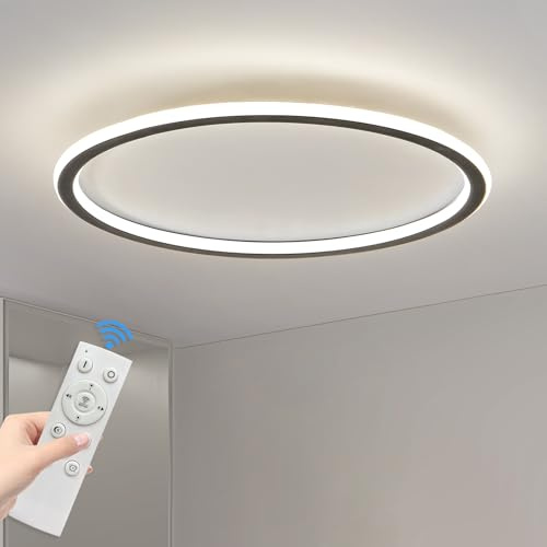 Mikeru 40cm Deckenlampe LED Dimmbar Fernbedienung, Runde Deckenleuchte Ring 3000K/4500K/6500K Deckenlampe Wohnzimmer 10% bis 100% Schlafzimmer Lampe Decke Für Büro, Schlafzimmer, Wohnzimmer