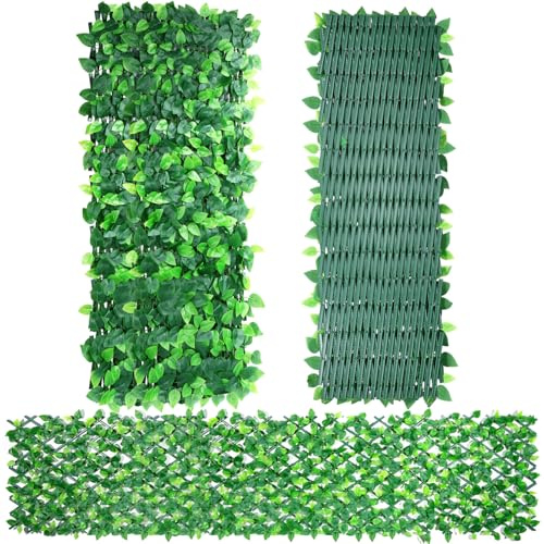 Artificial Ivy Fence Screening,120x30cm to 22x285cm Expandable Ivy Trellis Screening with Artificial Leaves,Garden Fence Trellis Panels,Artificial Hedge Privacy Fence Screen for Balcony Patio Outdoor