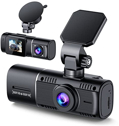 Volaylink 1080P Dual Dash Cam Front and Inside with Built-in Battery Car Camera Dash Cam with Parking Monitor, Infrared Night Vision, WDR, G-Sensor, 170° Wide Angle, Dashcam with Motion Detection